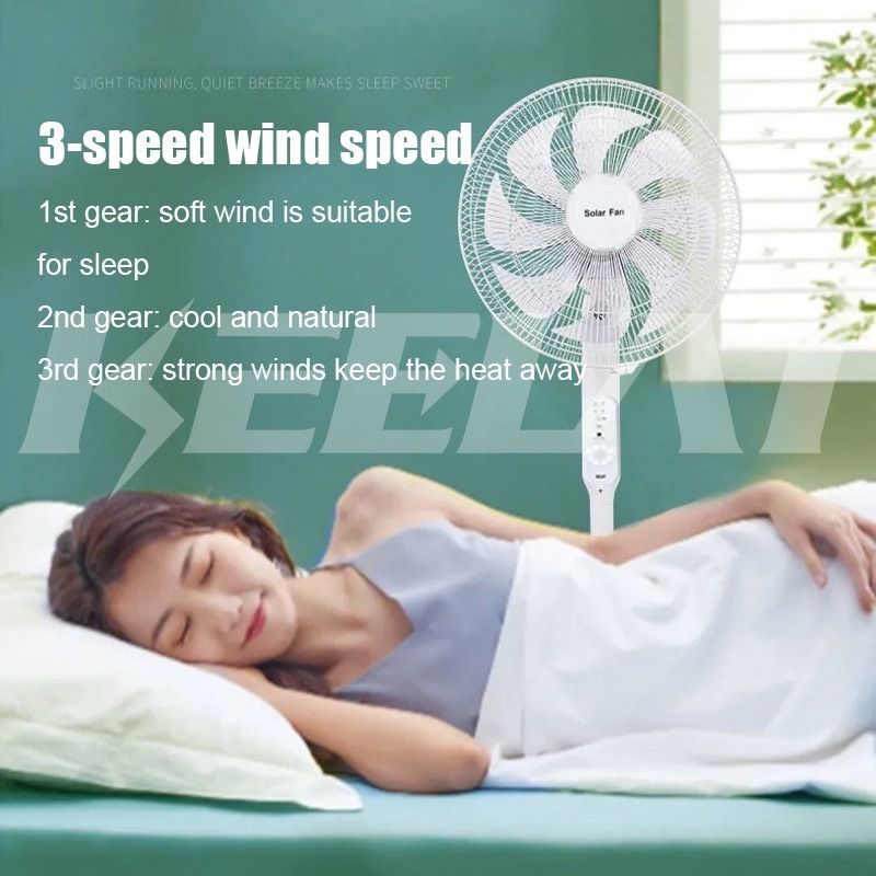 KEELAT Outdoor Solar Fan Floor Fan Strong Wind 38dB Quiet Oscillating