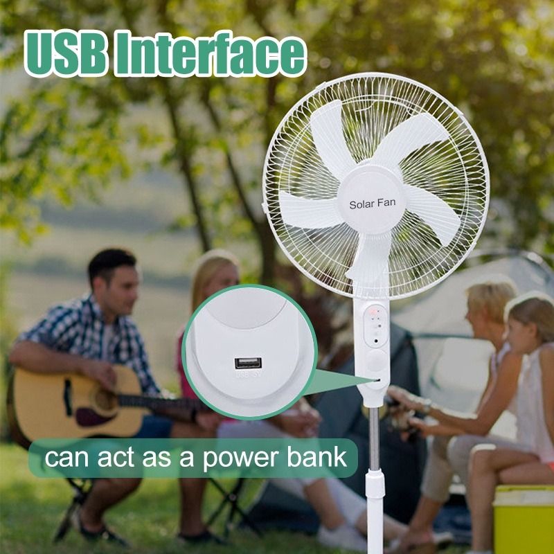 KEELAT Outdoor Solar Fan Floor Fan Strong Wind 38dB Quiet Oscillating