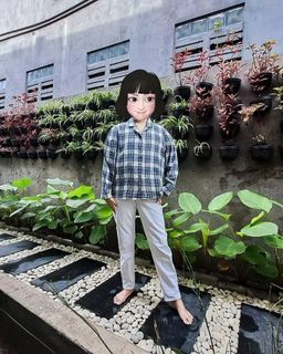 Kemeja Flanel Lengan Balon