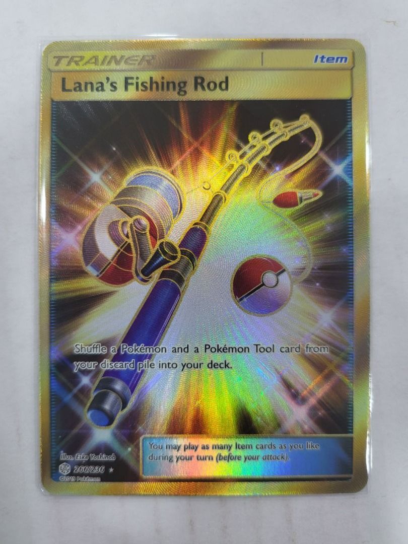 Pokemon TCG Lana's Fishing Rod Secret Rare - Sun & Moon: Cosmic Eclipse,  Hobbies & Toys, Toys & Games on Carousell