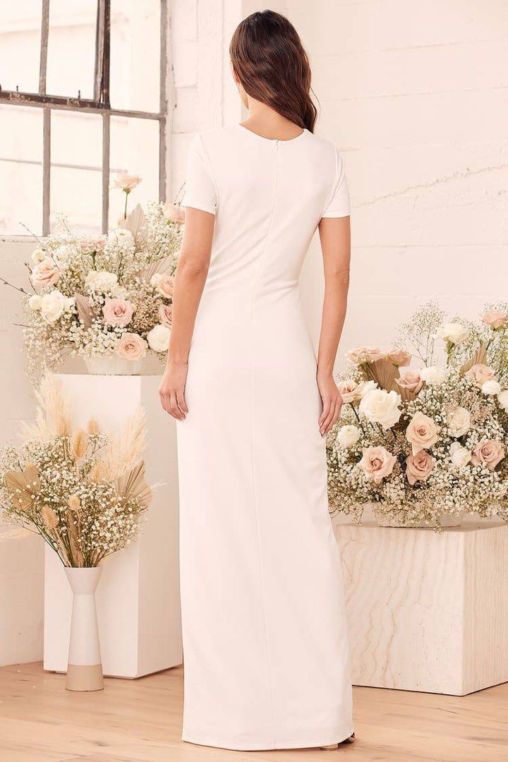 White short deals sleeve maxi dress