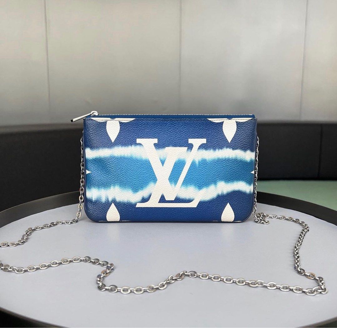 LV Double Zip Pochette Giant monogram Blue Phw Luxury Bags