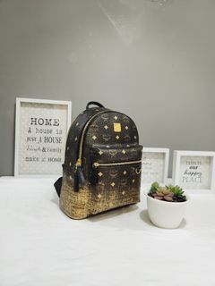 MCM Fashion Gold Super Mini Stark Visetos Bebe Boo Backpack