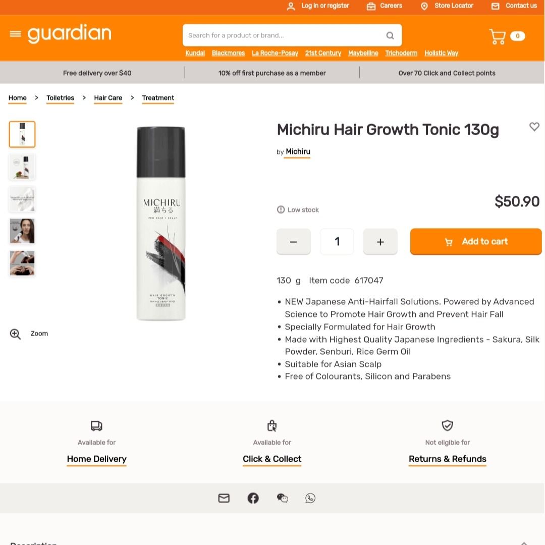 Michiru Hair Growth Tonic 130g Hair Loss Ampoule Tonic Hairfall