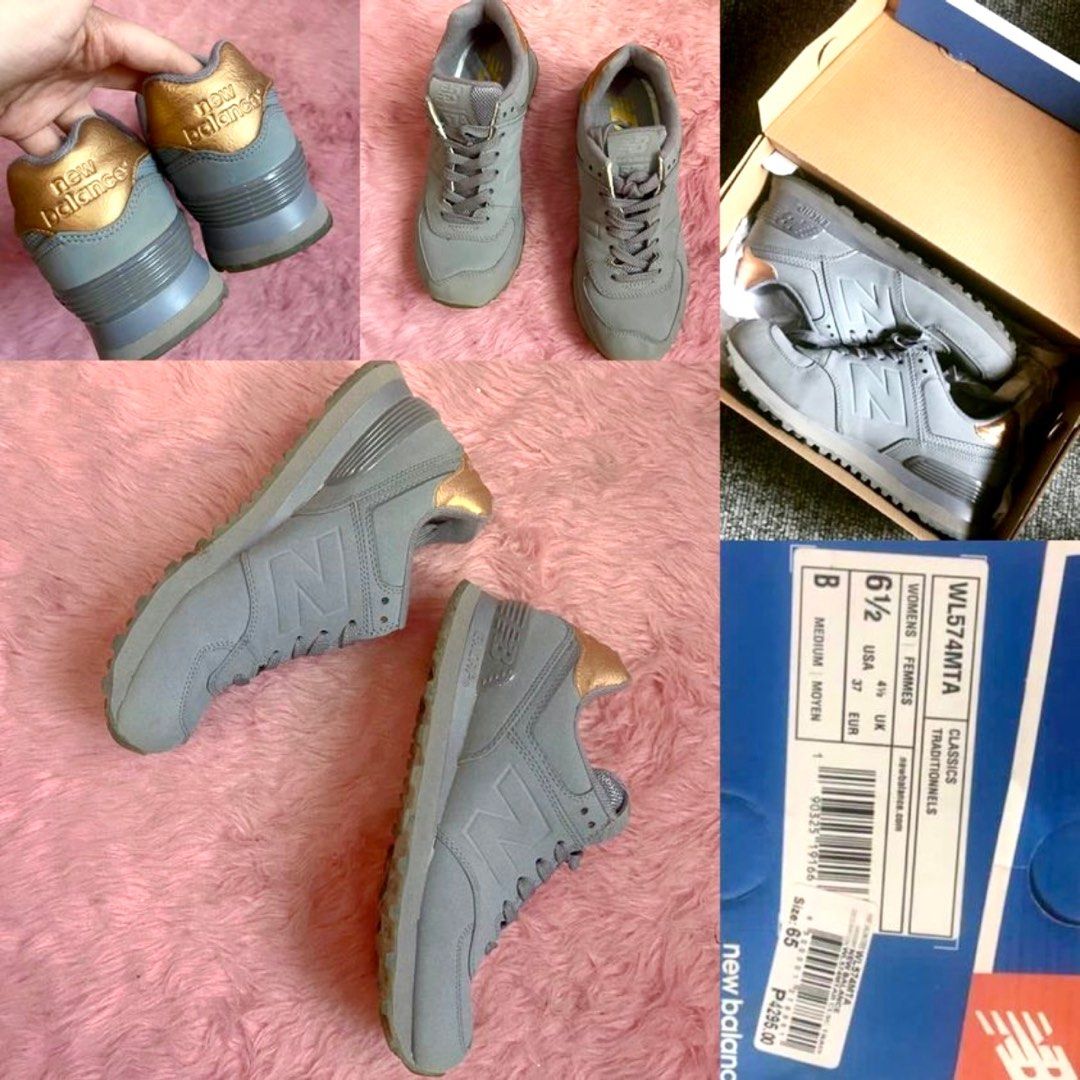 New Balance 574 Matte Gray Shoes limited color rare Kicks Sneakers gold shoes Women s Fashion Footwear Sneakers on Carousell