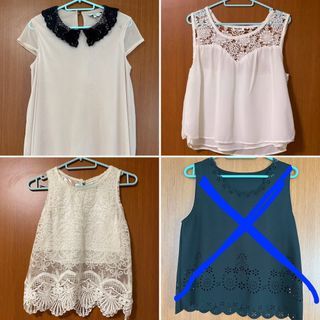New Look Light Pink Black Lace Blouse & Bohemia White Top (Size S)