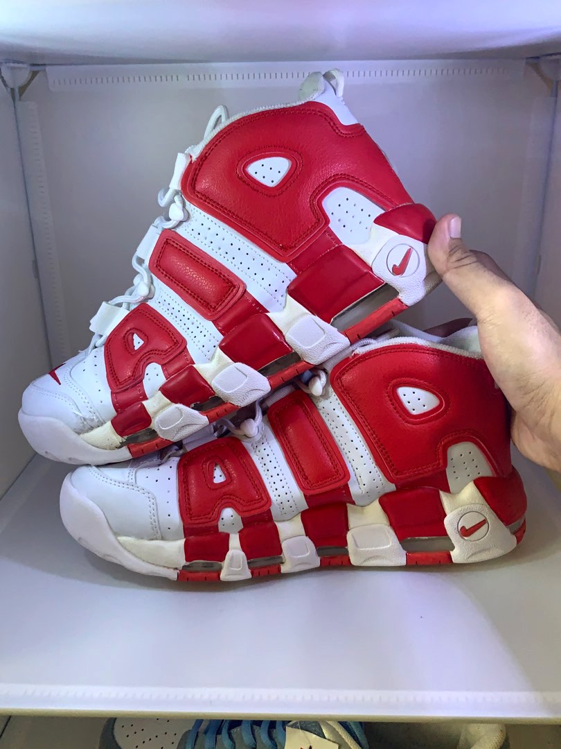 Nike Air Uptempo Red White Men s Fashion Footwear Sneakers on