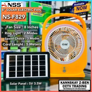 NSS SOLAR ELECTRIC FAN 8" NS-F829