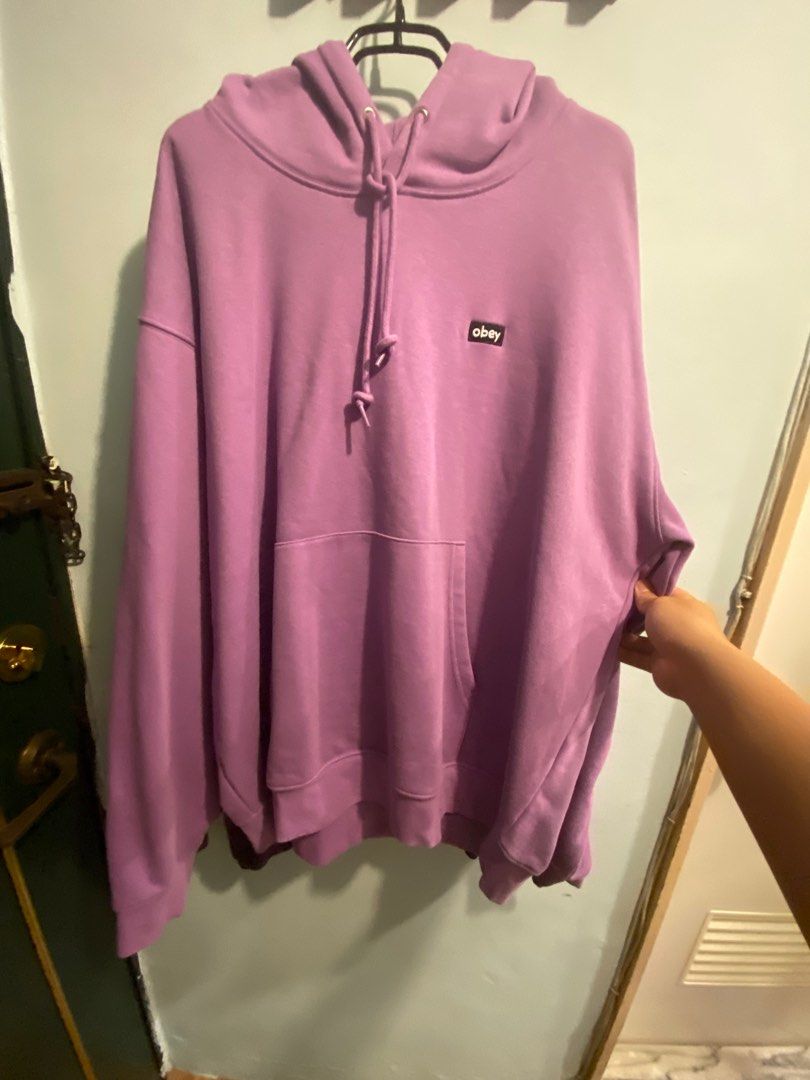 Obey紫帽踢XLRingo21 obey mini box logo hoodie, 他的時尚, 上身及