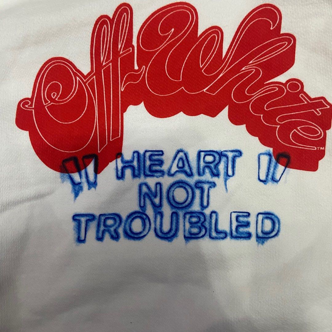 Off White Heart Not Troubled Hoodie Women s Fashion Coats
