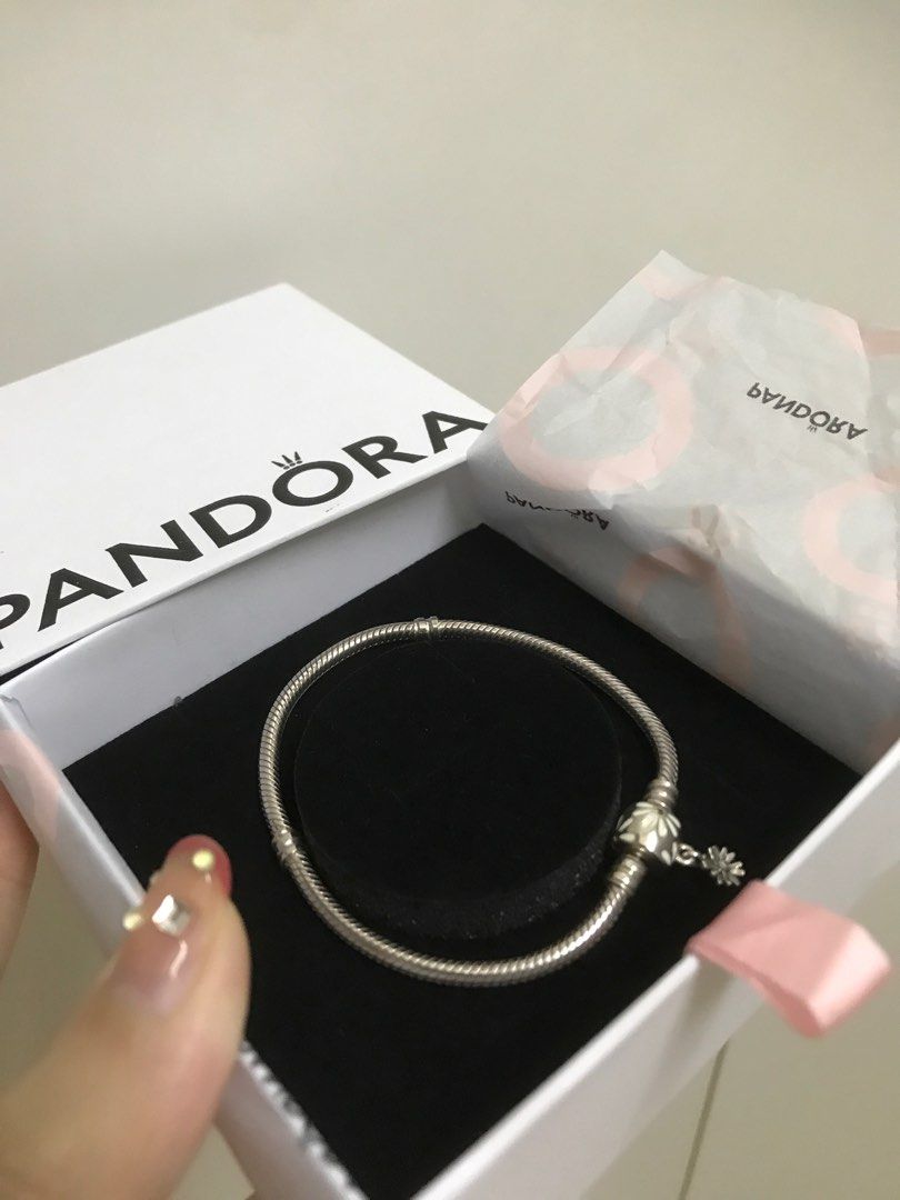 Pandora moments daisy flower clasp snake chain bracelet sale