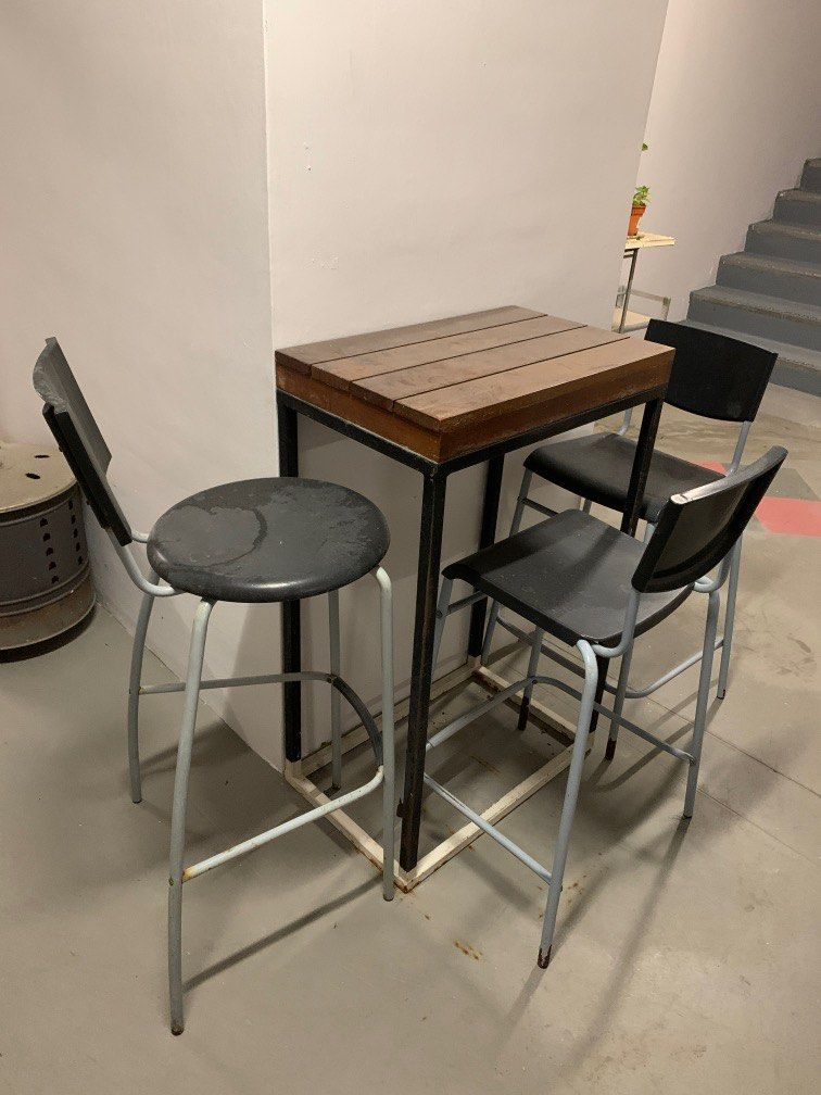 Party solid wood outdoor tables with high chairs, Furniture & Home