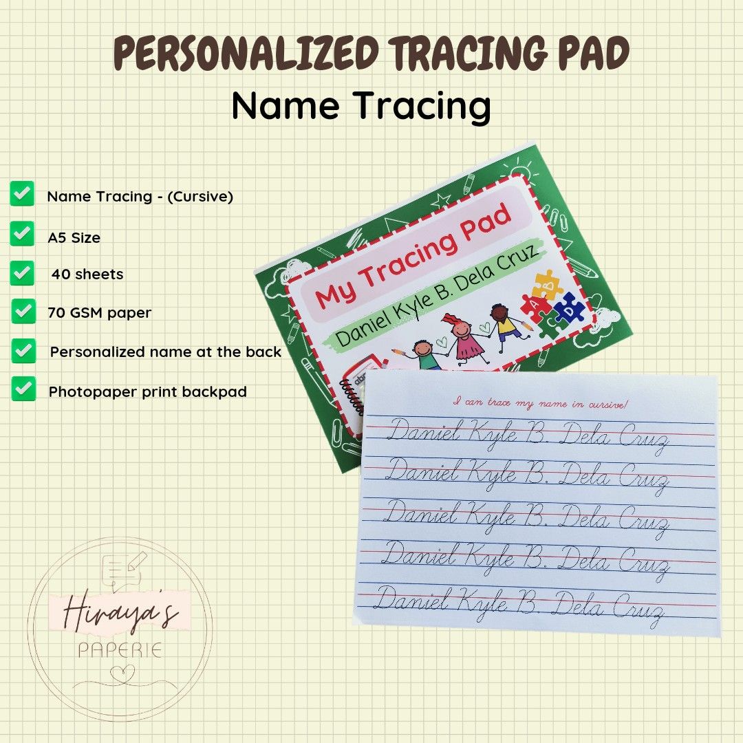 Personalized Name Tracing Pad Cursive on Carousell