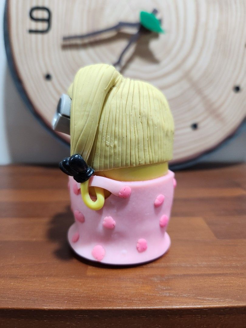 minion in pink dress A Minion character wearing a pink dress and pigtails. on Craiyon