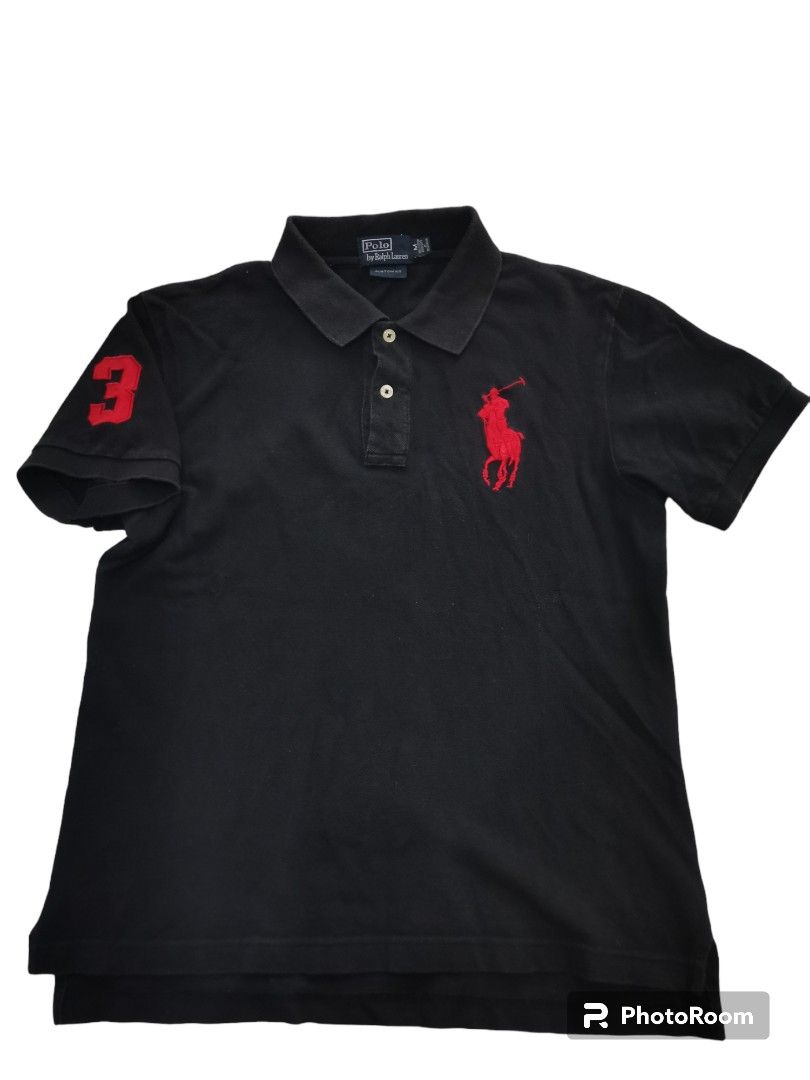 Polo Ralph Lauren big pony no 3 black tee, Men's Fashion, Tops