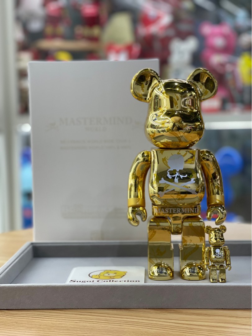 [Pre-Order] BE@RBRICK x Mastermind World Gold Chrome 100%+400%/1000% (World  Wide Tour HongKong Exclusive) bearbrick mmj gold