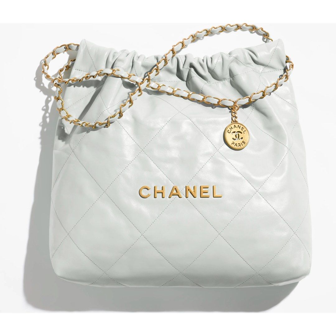 Chanel 22 Handbag Large 22S Calfskin White/Black Logo in Calfskin