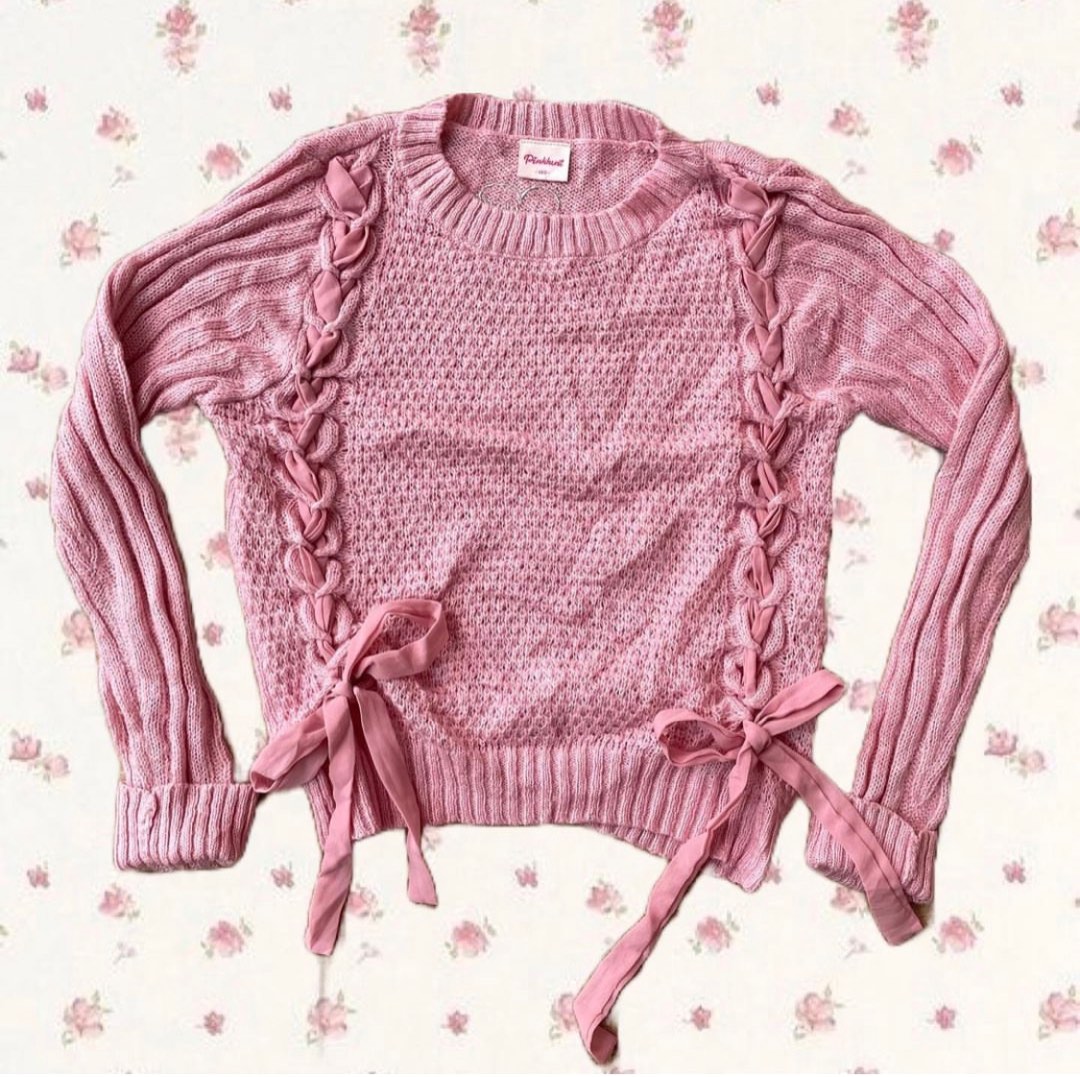ribbon pink sweater — acubi fairycore grunge y2k coquette cottagecore ...