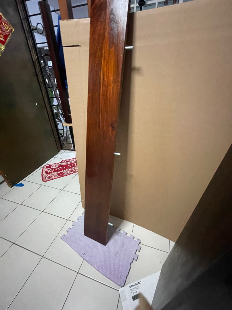 Sanded stained lacquered Teak floating shelf 150/20cm 2.6pm thick