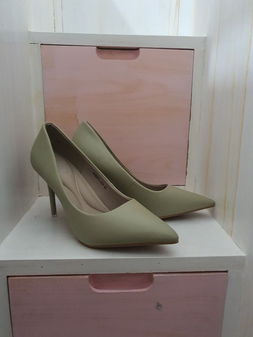 Sepatu Hak High Heels Pumps Stiletto XES Averyl Hijau Sage