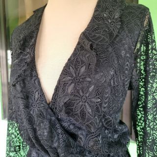 PRETTY LITTLE THING SEXY LACE BLACK ROMPER LARGE-XL