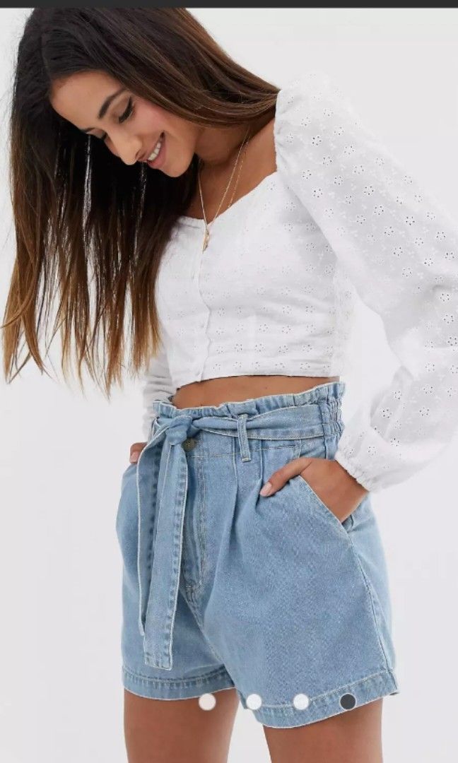 Short denim paper shop bag stradivarius