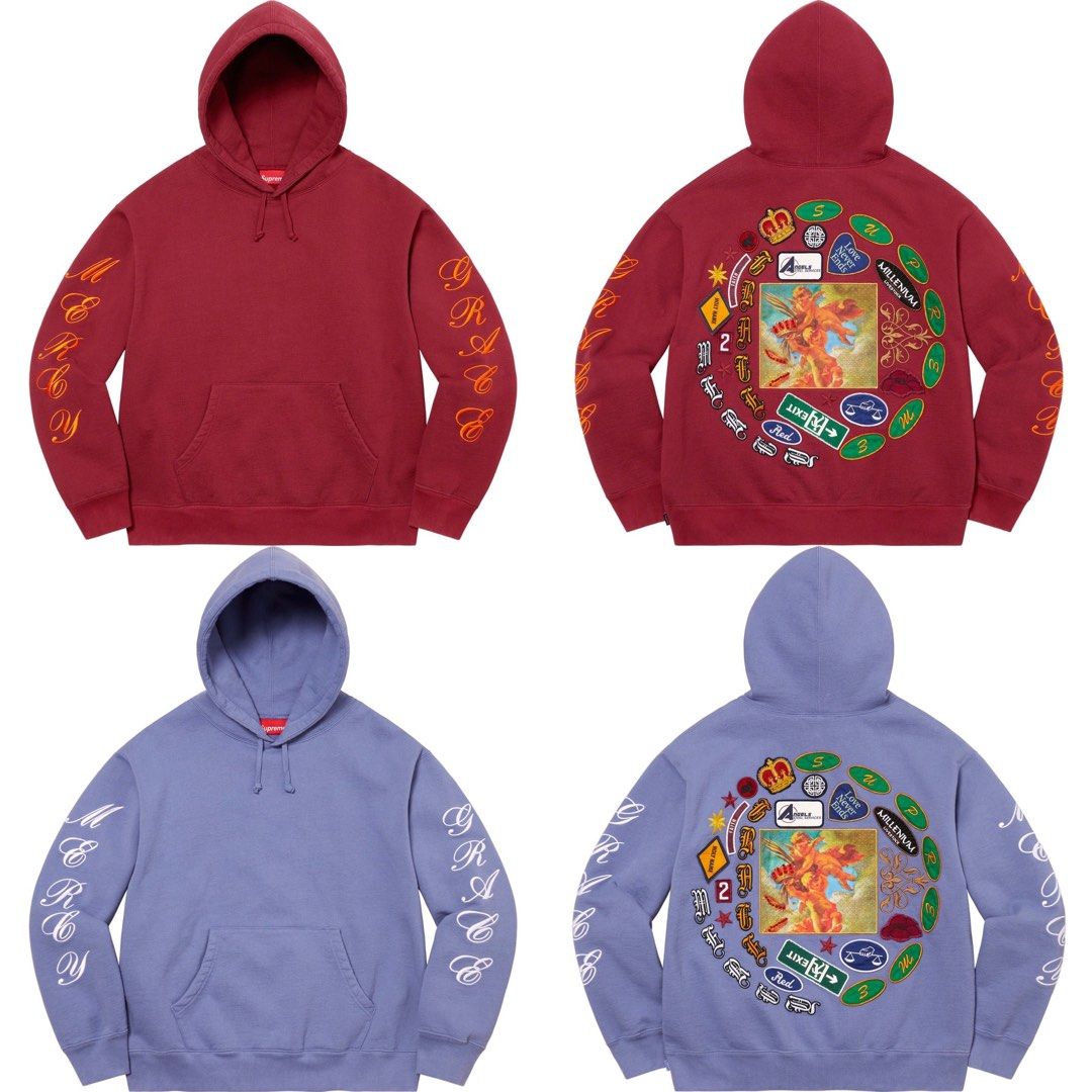 SUPREME PATCHES SPIRAL HOODED SWEATSHIRT Men s Fashion Tops