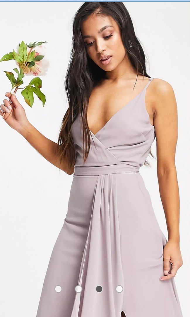 Tfnc bridesmaid exclusive cami wrap shop maxi dress with fishtail in sage