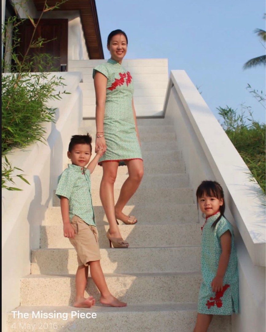The Missing Piece Green White Cheongsam and Three Floor Lemonana Dress Women s Fashion Dresses Sets Dresses on Carousell