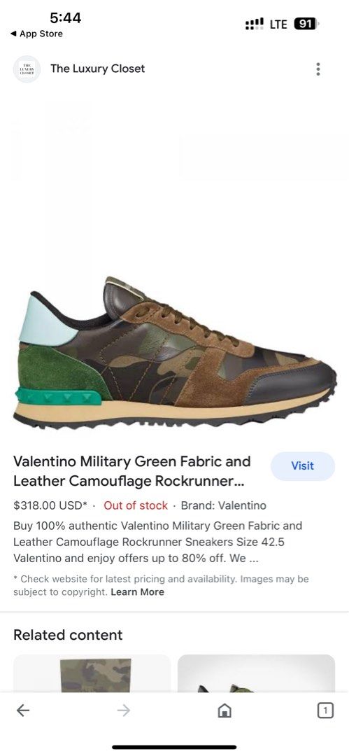 Valentino Garavani Military green Camouflage rockrunner sneakers