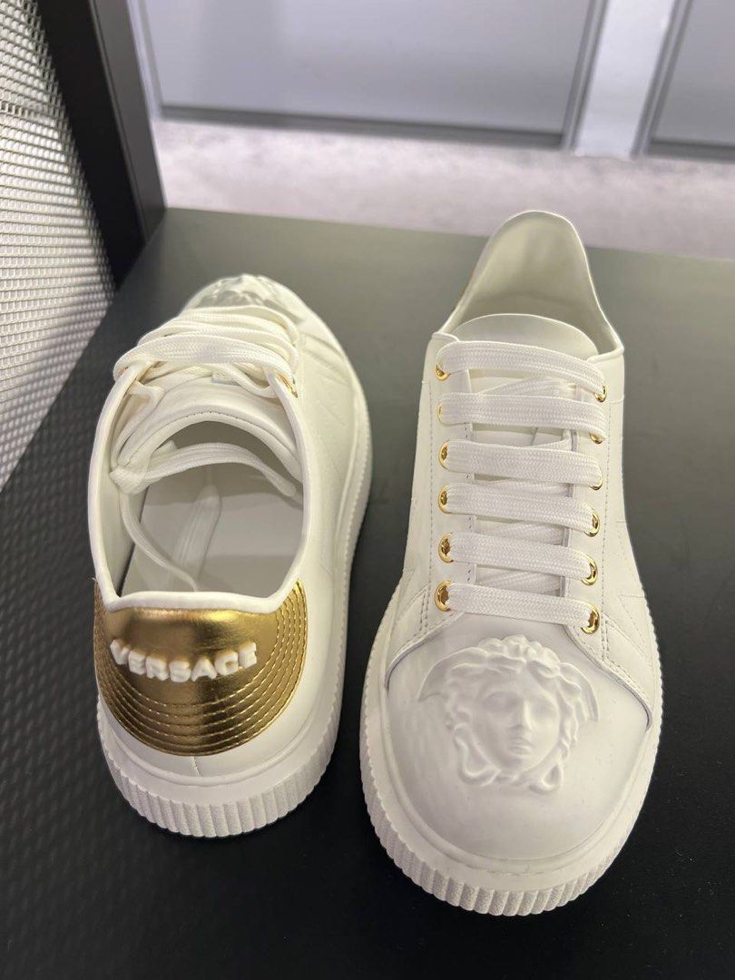 Versace shoes white and gold on sale
