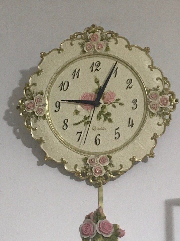 Wall clock flower, Furniture & Home Living, Home Decor, Clocks on Carousell