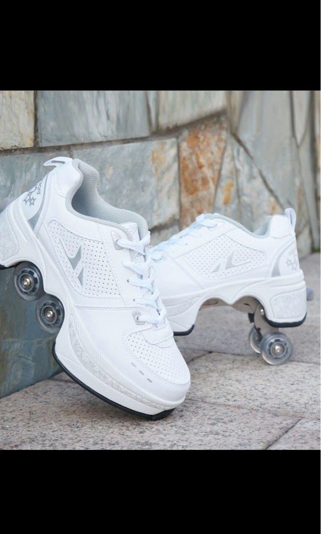 white hidden roller shoes roller skates sneakers Women s