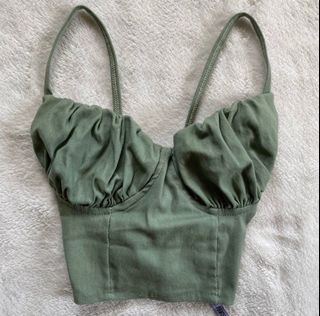 ZARA Army Green Corset-Like Top