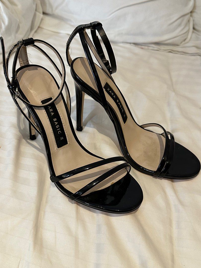 Zara black strappy heels 2025