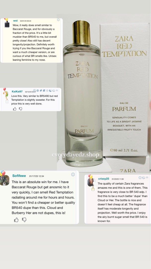 ZARA Perfume RED TEMPTATION EDP - Full Bottle - dupe for MFK Baccarat Rouge  540 - 30ml, Beauty & Personal Care, Fragrance & Deodorants on Carousell