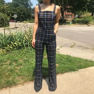 Zara Plaid Overall Jumpsuits