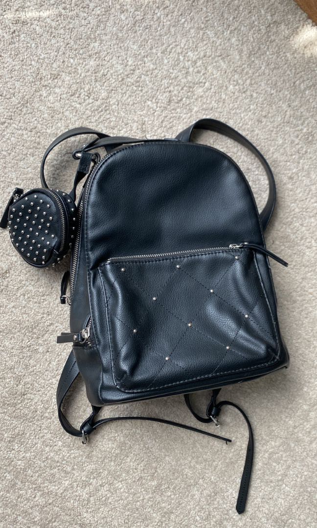 Black studded backpack zara online