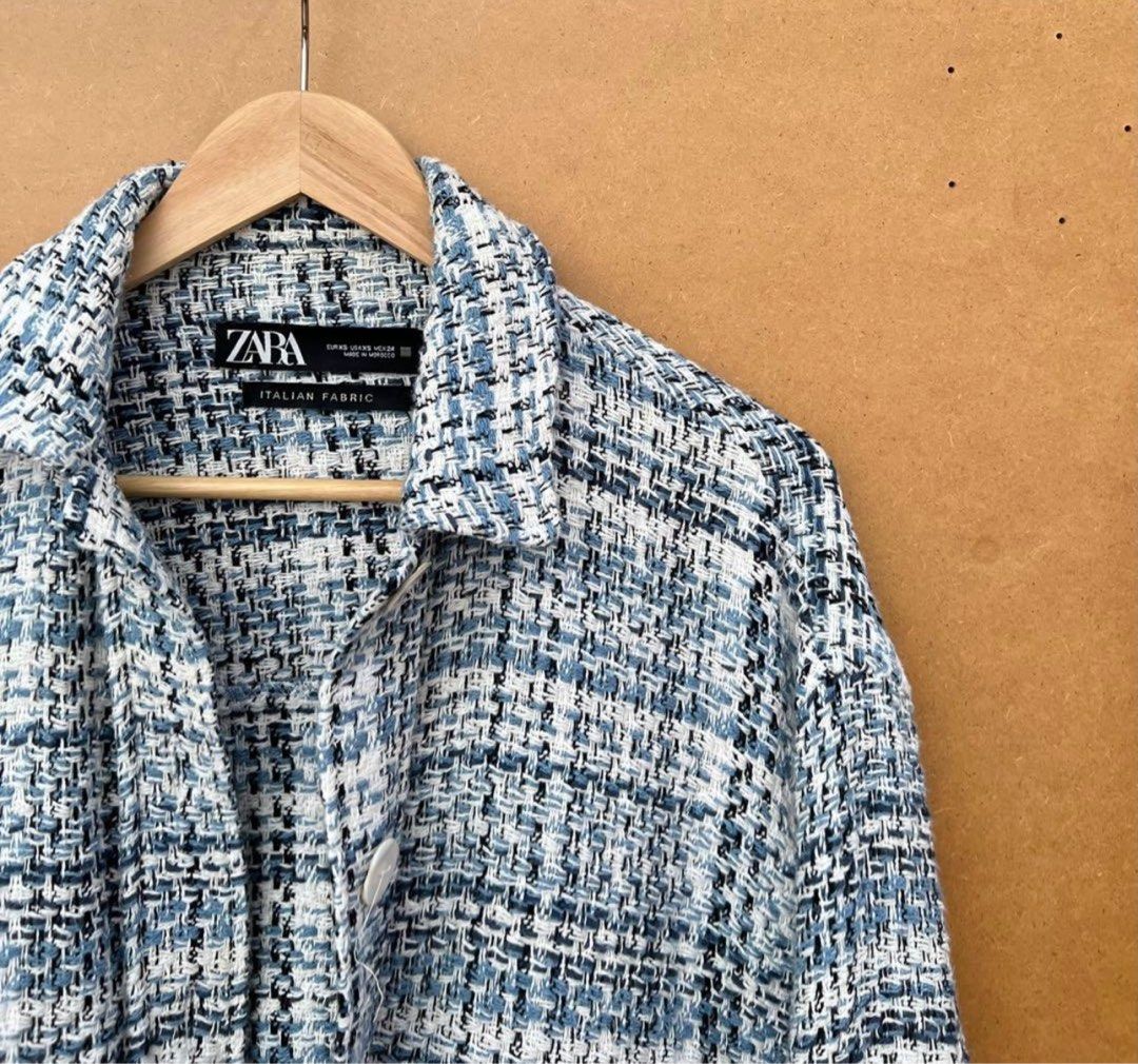 Zara tweed poplin jacket sales