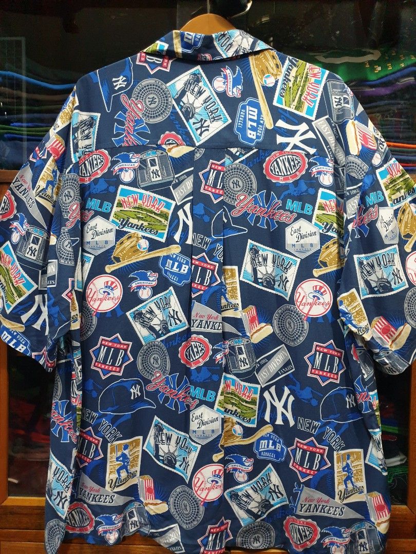 Vintage New York Yankees MLB Reyn Spooner Rayon Hawaiian Shirt YS