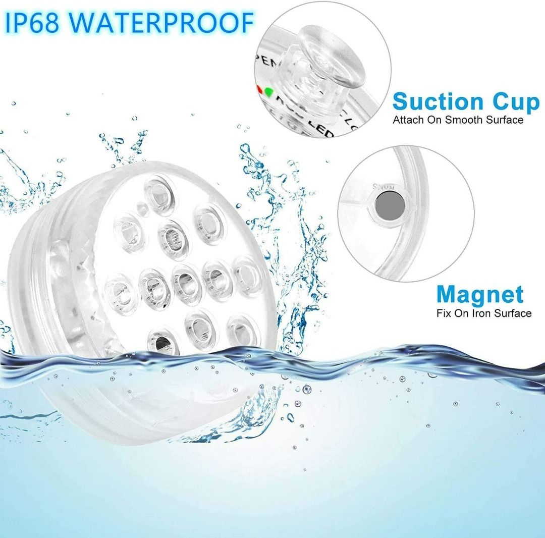 1502) EEEKIT HOT TUB LIGHTS, 4 LED RGB WATERPROOF SHOWER LIGHTS WITH