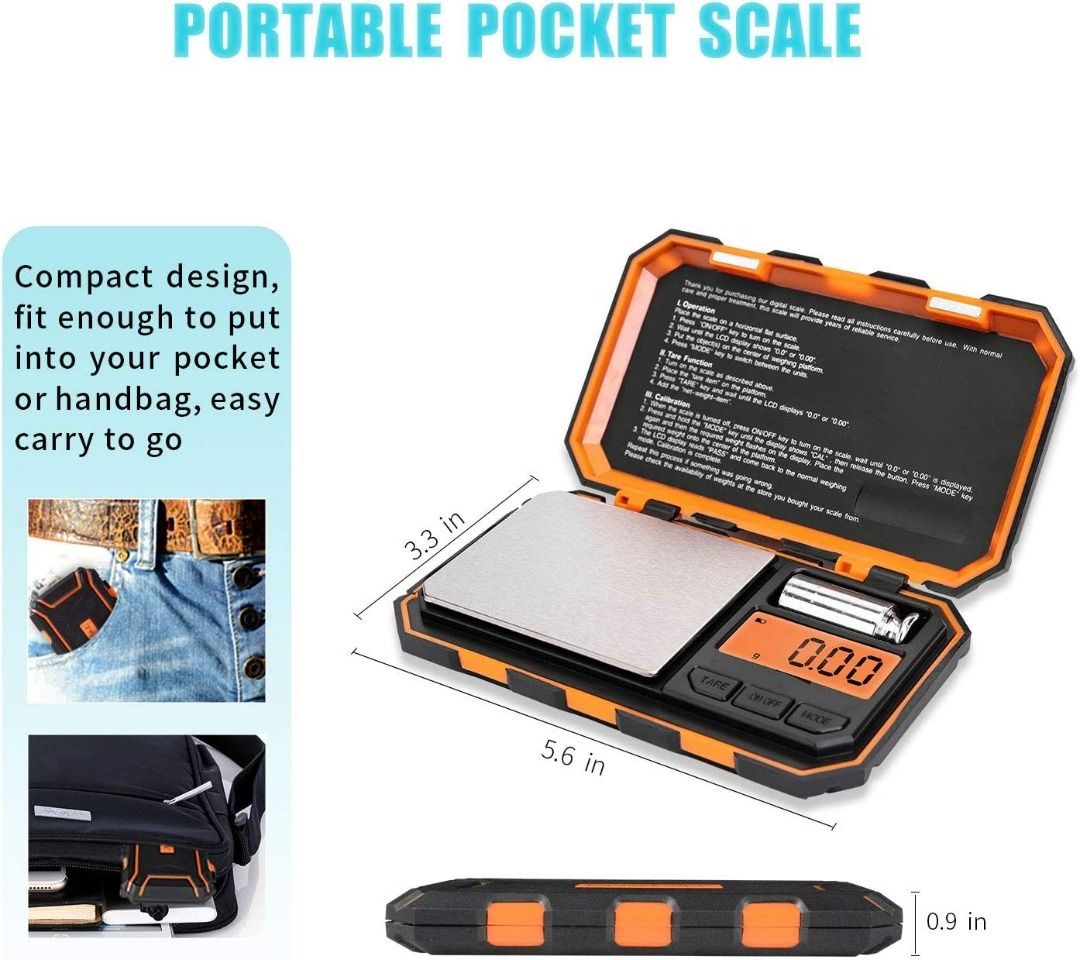Precision Pocket Scale 200G X 0.01G, Digital Gram Scale Small Herb Scale  Mini Food Scale Jewelry Sca
