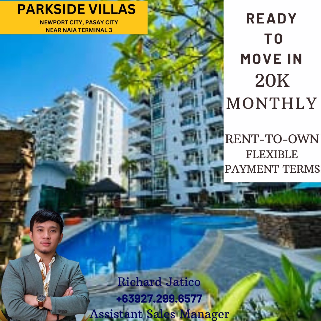 1BR40SQM CONDO RENT TO OWN NEAR NAIA TERMINAL 3 PARKSIDE VILLAS FOR AS LOW AS 20K MONTHLY