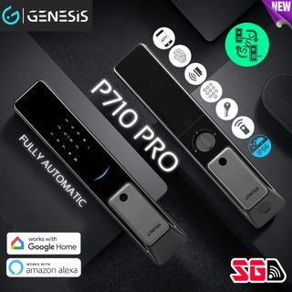 ⭐2023⭐ GENESIS P710 Pro / P710F Pro Face Recognition Fully Auto Push Pull Synchronize Bluetooth Wifi App Biometric Digital Door Lock (Unlock via App, Fingerprint, Pin, Card, Key, Remote, Sync) - Google Home/Alexa /Apple Watch