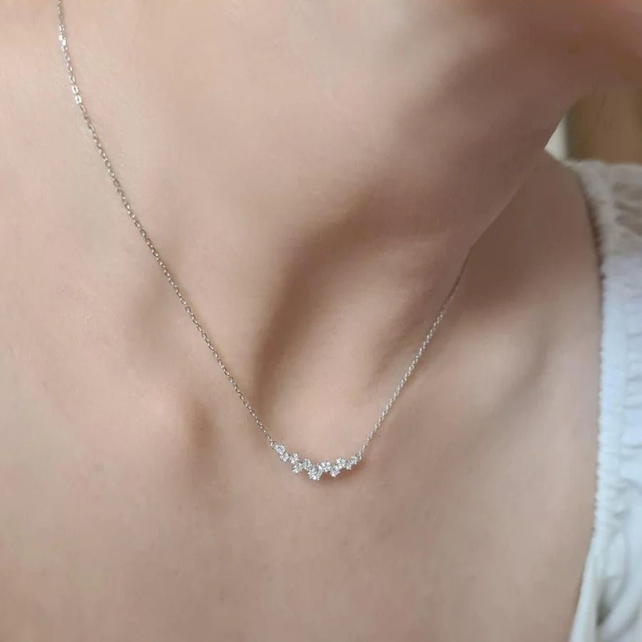 5iveletters Dainty Diamond Necklace 925 Silver 2.0 Women s
