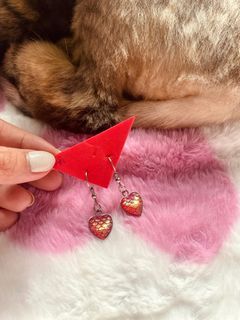 復古心形閃亮耳環💗✨