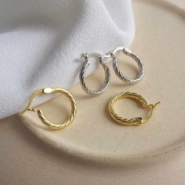 Gold braided hoop earrings discount