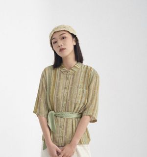 烏龜烏龜古著 古董條紋設計五分袖上衣👘