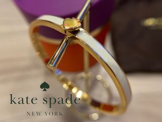 🎀 KATE SPADE 凱特.絲蓓|搪瓷.琺瑯釉黃金白手鐲.手環#二手