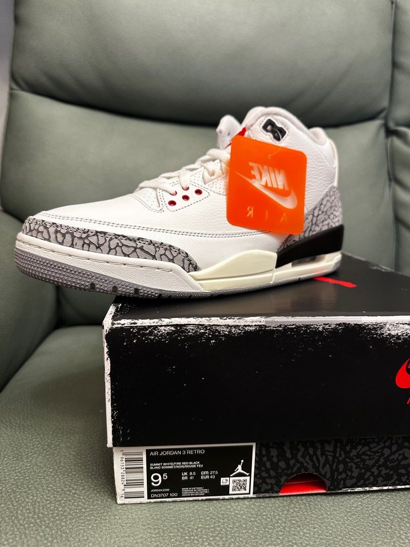 全新有單Nike Jordan 3 retro white cement reimagined, 男裝, 鞋, 波